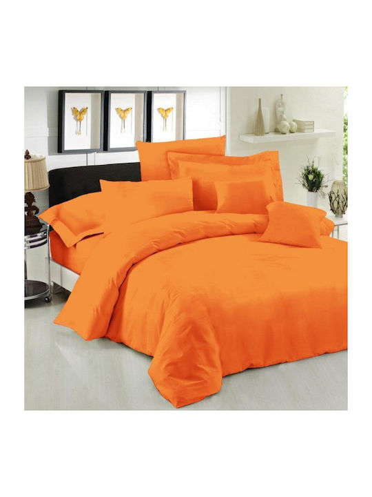 Le Blanc Παπλωματοθήκη Βαμβακερή Υπέρδιπλη 220x240 Cotton Line Orange