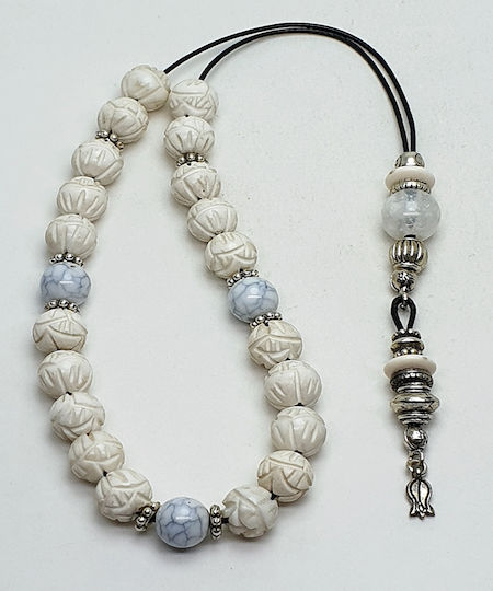 Roloi Komboloi Worry Beads with 10 Beads White 29cm