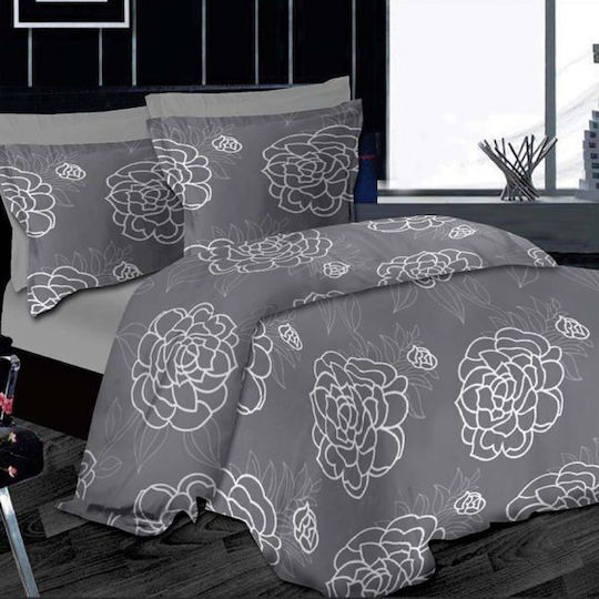 Le Blanc Сет Чаршафи с Ластик 100x200+33см. Night Lotus Сив 3бр
