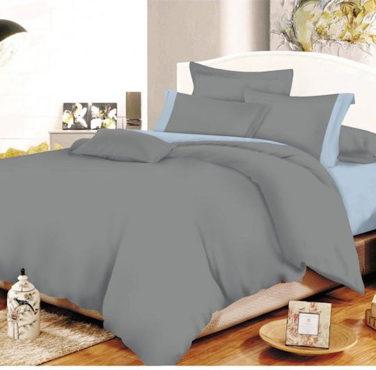 Le Blanc Set Queen 4pcs 220x240cm Cotton Line Grey - Baby Blue