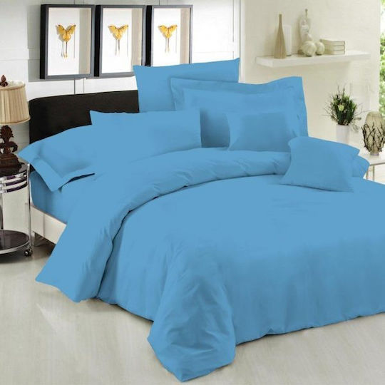 Le Blanc Σεντόνι Μονό με Λάστιχο 100x200+35εκ. Blue
