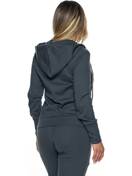 Women's Sweatshirt Jacket Hooded Gray