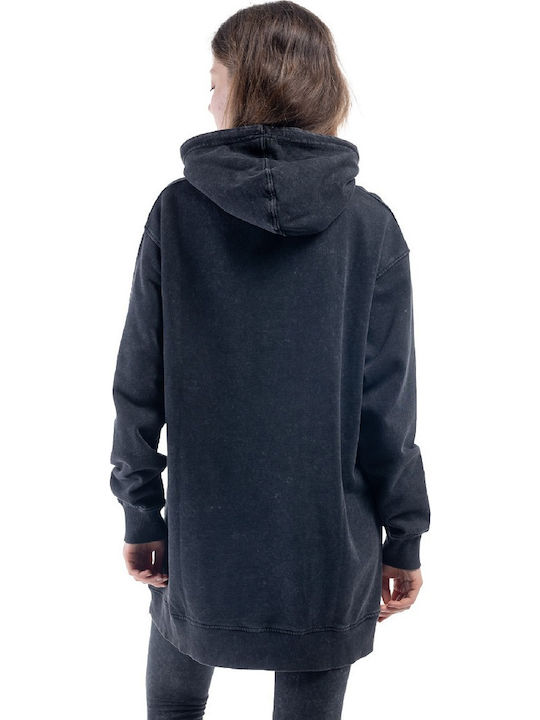 Lang Damen Sweatshirt Kapuzen Schwarz