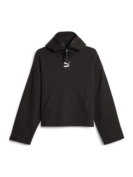 Damen Sweatshirt Kapuzen Schwarz