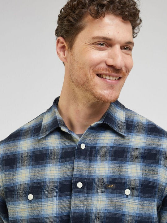 Long Sleeve Flannel Shirt in a Loose Fit Checked Multicolour