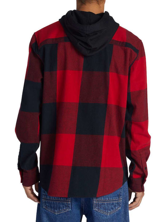 Ruckus Hooded Μακρυμάνικo Φανελένιο Πουκάμισο Καρό Μαύρο