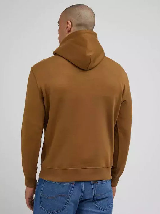 Lee Plain Men's Sweatshirt with Hood Brown