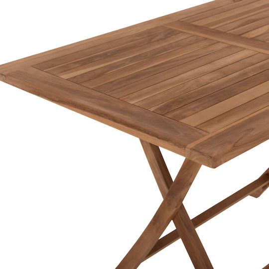 Outdoor Table Made of Teak Foldable Kendall Natural 120x80x75cm