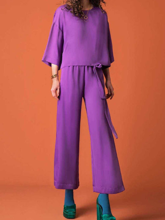 Moutaki Women's Fabric Trousers Purple