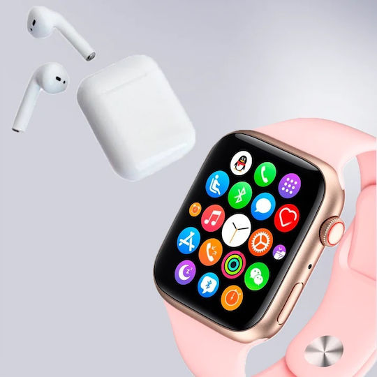 T55 Pro Max Aluminium 44mm Smartwatch με Παλμογράφο (Ροζ)