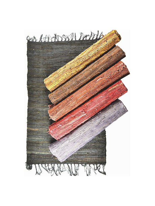 Sidirela Rug Fireplace Rectangular Leather with Fringes Wenge