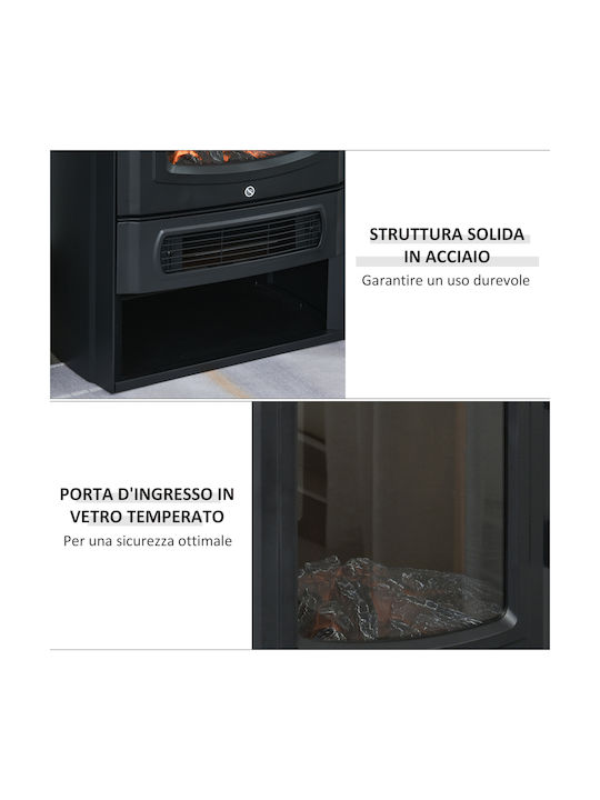 HomCom Boden Elektrischer Kamin 2000W 44.5x74cm Schwarz
