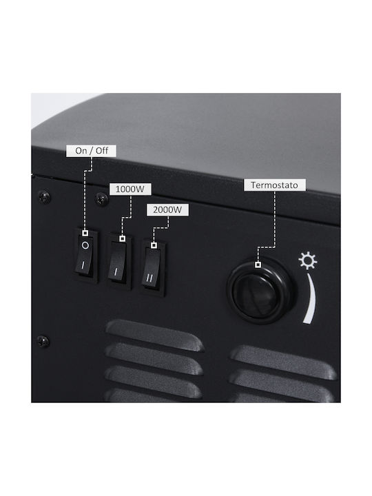 HomCom Boden Elektrischer Kamin 2000W 44.5x74cm Schwarz