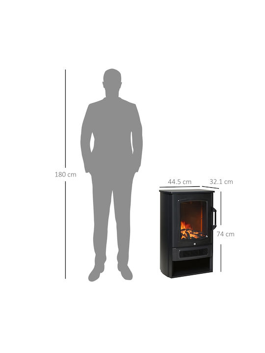 HomCom Boden Elektrischer Kamin 2000W 44.5x74cm Schwarz