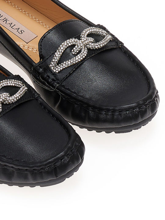 Tsoukalas Shoes Γυναικεία Μοκασίνια σε Μαύρο Χρώμα