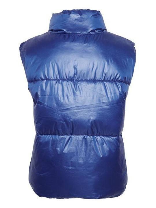 ICHI Kurz Damen Ärmellos Puffer Jacke Blau