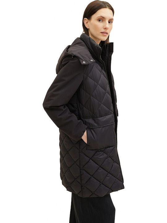 Women's Short Puffer Jacket for Spring or Autumn Black