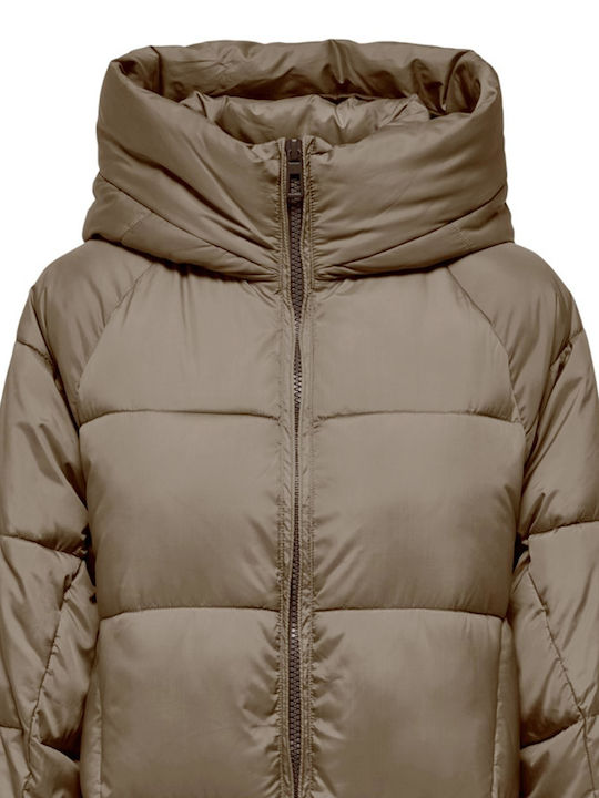 Kurz Damen Puffer Jacke Braun