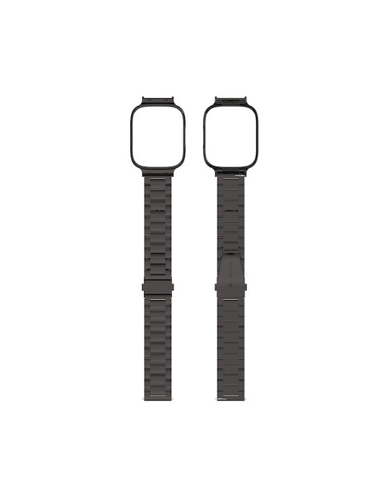 Stainless Steel Protective Frame Λουράκι Ανοξείδωτο Ατσάλι Μαύρο (Redmi Watch 3 Active)