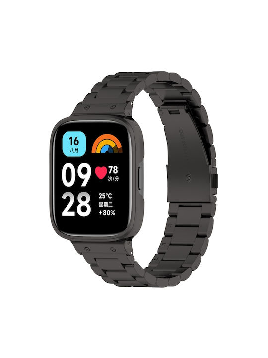 Stainless Steel Protective Frame Λουράκι Ανοξείδωτο Ατσάλι Μαύρο (Redmi Watch 3 Active)