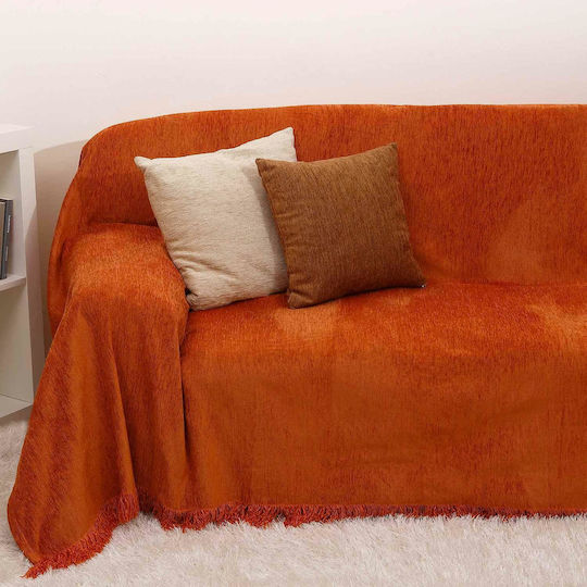 Anna Riska 1300 Ριχτάρι Πολυθρόνας Chenille 150x180εκ. Terracotta