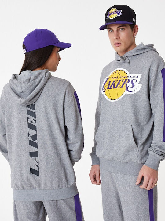 New Era La Lakers Φούτερ Γκρι με Κουκούλα