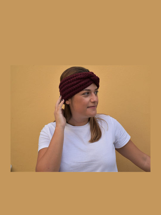 Unisex Headband with Rib Knit in Burgundy color