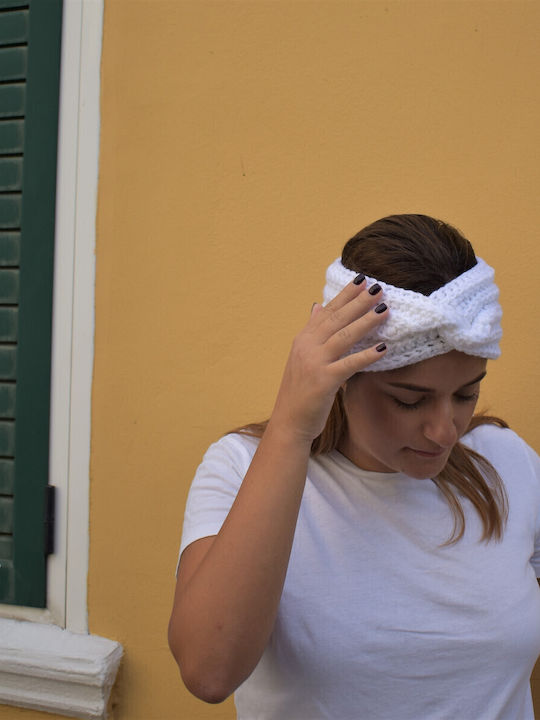 Unisex Headband με Rib Πλέξη σε Λευκό χρώμα