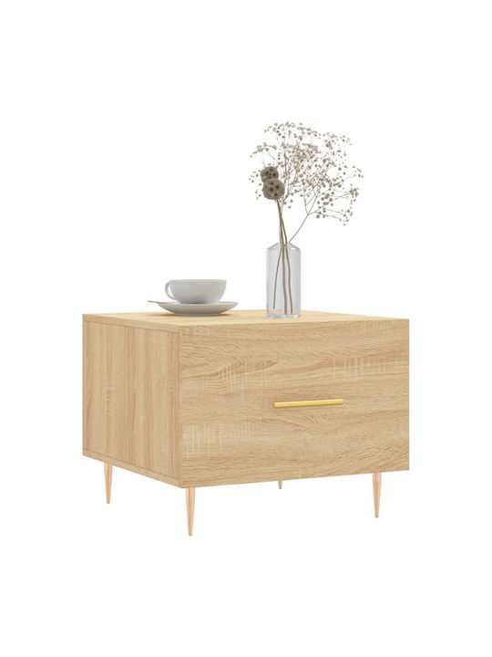 Square Side Table Wooden with Drawers Beige 2 Pieces M50xW50xH40cm