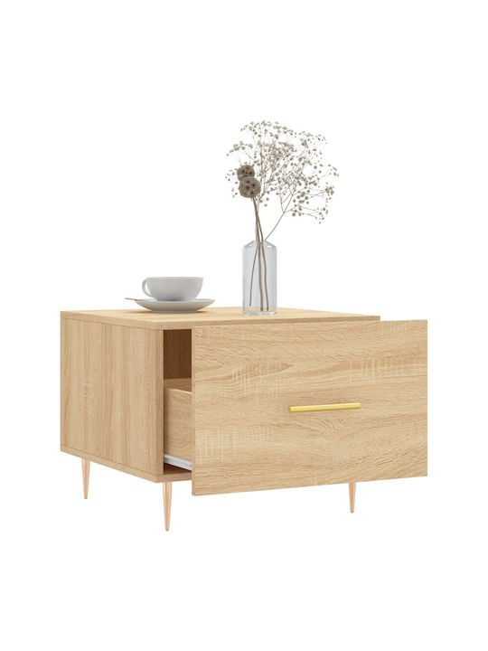 Square Side Table Wooden with Drawers Beige 2 Pieces M50xW50xH40cm