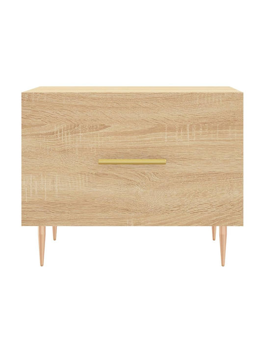 Square Side Table Wooden with Drawers Beige 2 Pieces M50xW50xH40cm