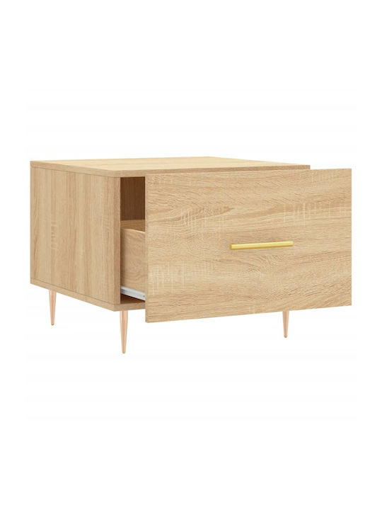Square Side Table Wooden with Drawers Beige 2 Pieces M50xW50xH40cm
