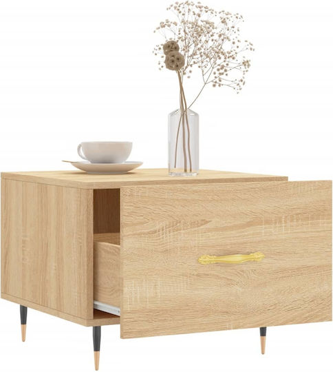 Square Side Table Wooden with Drawers Beige 2pcs W50xD50xH40cm