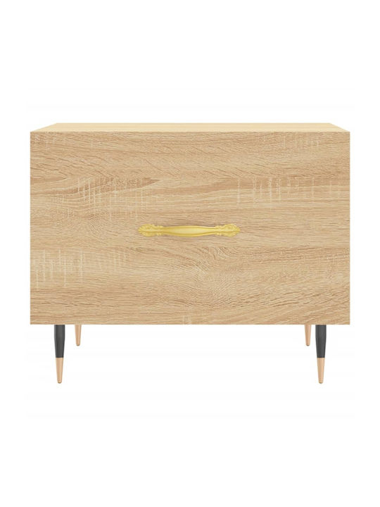 Square Side Table Wooden with Drawers Beige 2pcs W50xD50xH40cm