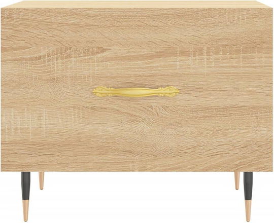 Square Side Table Wooden with Drawers Beige 2pcs W50xD50xH40cm