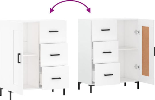 Sideboard Wooden with Drawers White 69.5x34x90cm