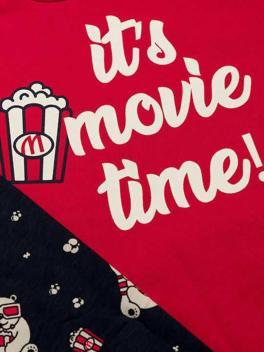 Minerva Παιδική Πιτζάμα Χειμωνιάτικη Κόκκινη It's Movie Time