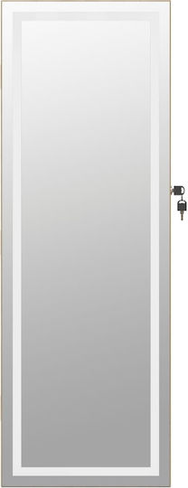 vidaXL Wandspiegel mit Braun Hölzernes Rahmen & LED Beleuchtung 90x31.5cm 1Stück