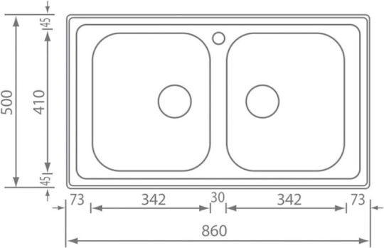 Sanitec Ένθετος Νεροχύτης Inox Σαγρέ Μ86xΠ50cm Ασημί