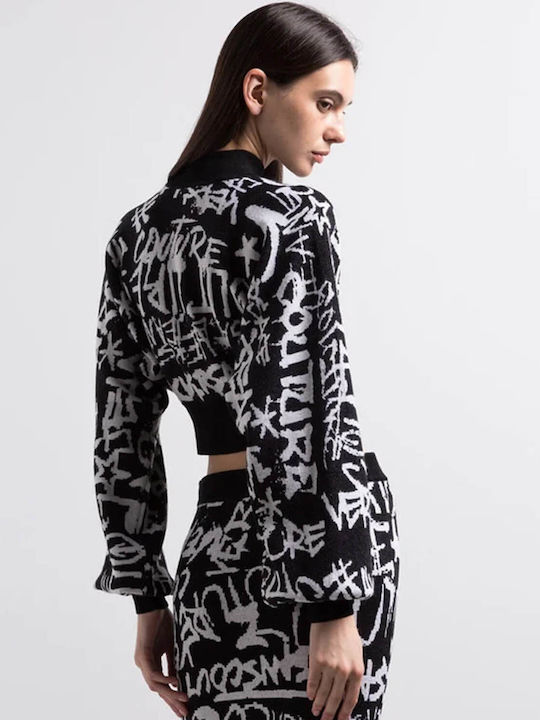 Damen Langarm Kurz Pullover Schwarz