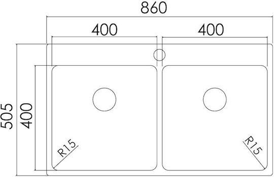 Excel Victoria 720CMS386 Ένθετος Νεροχύτης Inox Σατινέ Μ86xΠ50.5cm Ασημί
