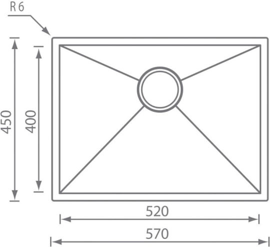 Sanitec Filo Quadra Ένθετος Inox Σατινέ Μ57xΠ45cm Ασημί