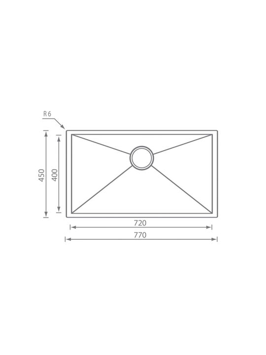 Sanitec Filo Quadra Ένθετος Νεροχύτης Inox Σατινέ Μ77xΠ45cm Ασημί