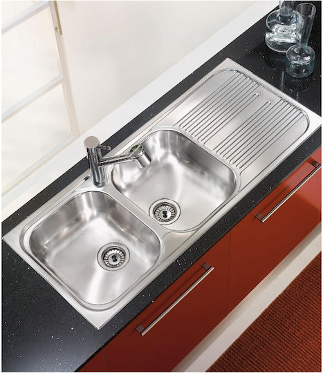 Sanitec Atlantic Ένθετος Νεροχύτης Inox Σατινέ Μ116xΠ50cm Ασημί
