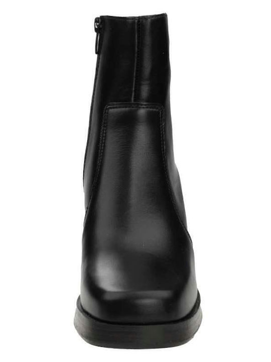 Leder Stiefeletten Damen Schwarz