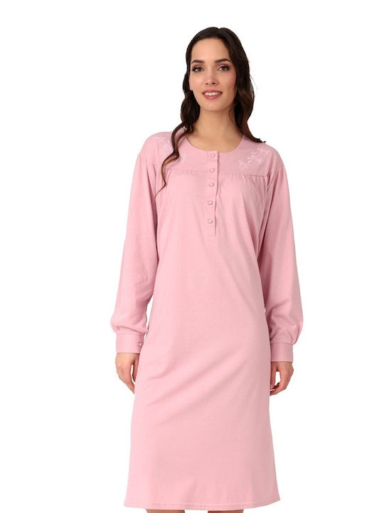 Lydia Creations Winter Women's Nightdress Pink