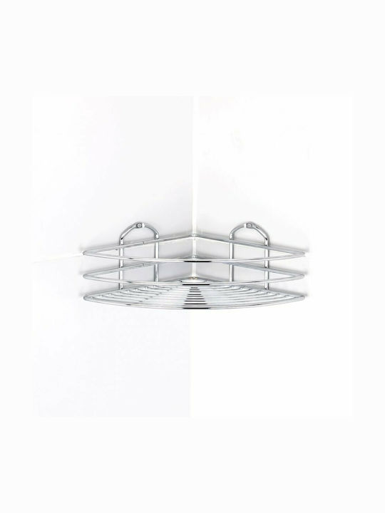 Tekno-Tel 455.BK021 Ъглов Стенен Рафт за баня Inox 27x19x9см Сребриста