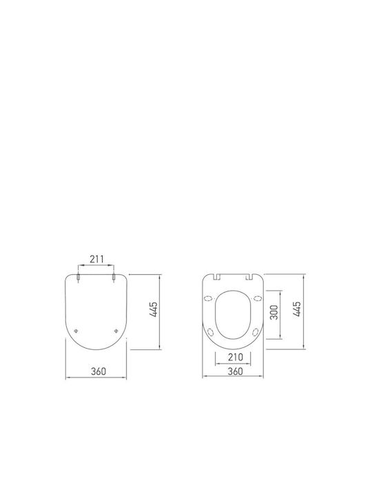 Creavit Capac WC Subțire Închidere lentă Plastic 46.7x35.9cm Alb
