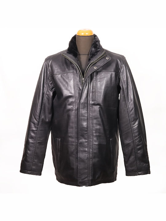 Infinity Men's Winter Leather Jacket Black