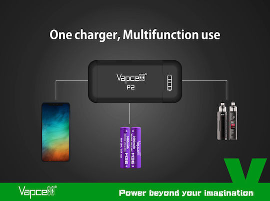 Vapcell USB Φορτιστής Μπαταριών Li-ion Μεγέθους 18650